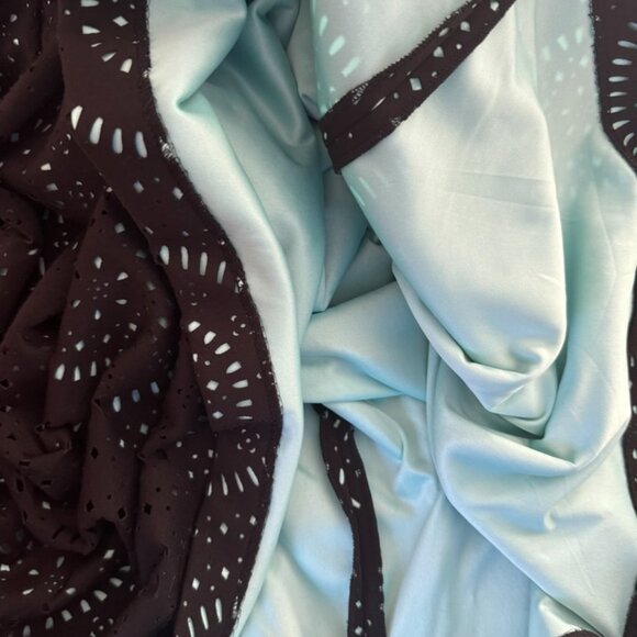 Calvin Klein Cocktail Eyelet Flowy Skirt Lined Black Blue Party Dress - 12 - Picture 10 of 11